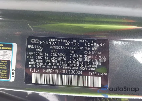 2020 Hyundai Palisade Sel from USA, damaged, VIN KM8R44HE0LU136804